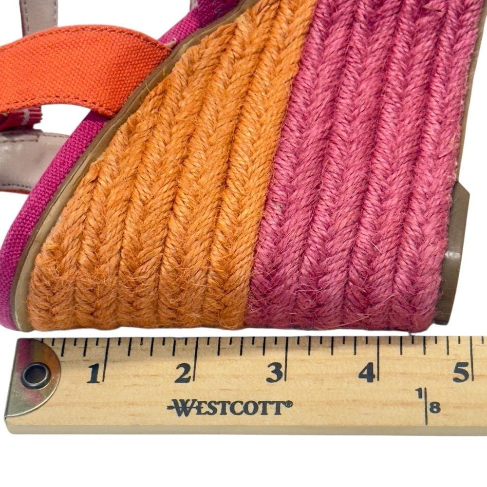Nine West Pink and Orange Wedge Sandals with Braided Heel - Picture 12 of 12